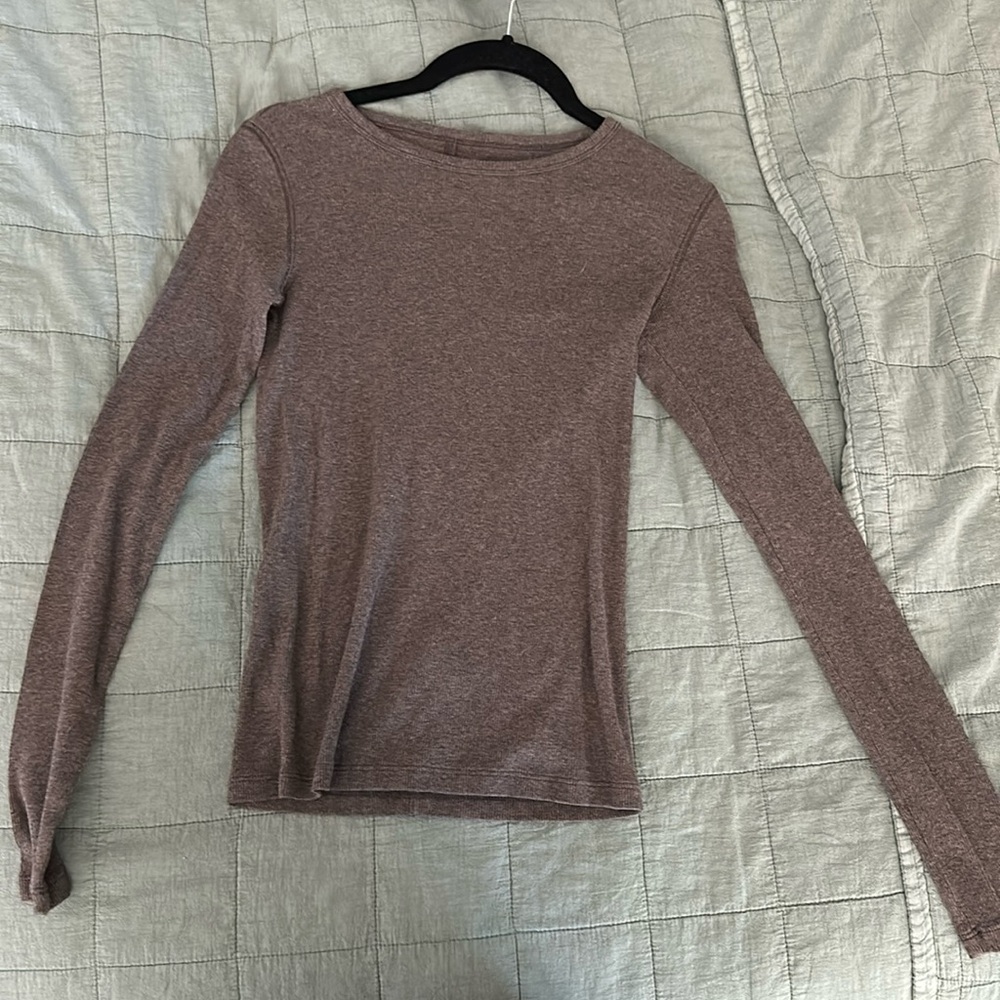Everlane supima micro rib crew long sleeve tee - heathered fatigue